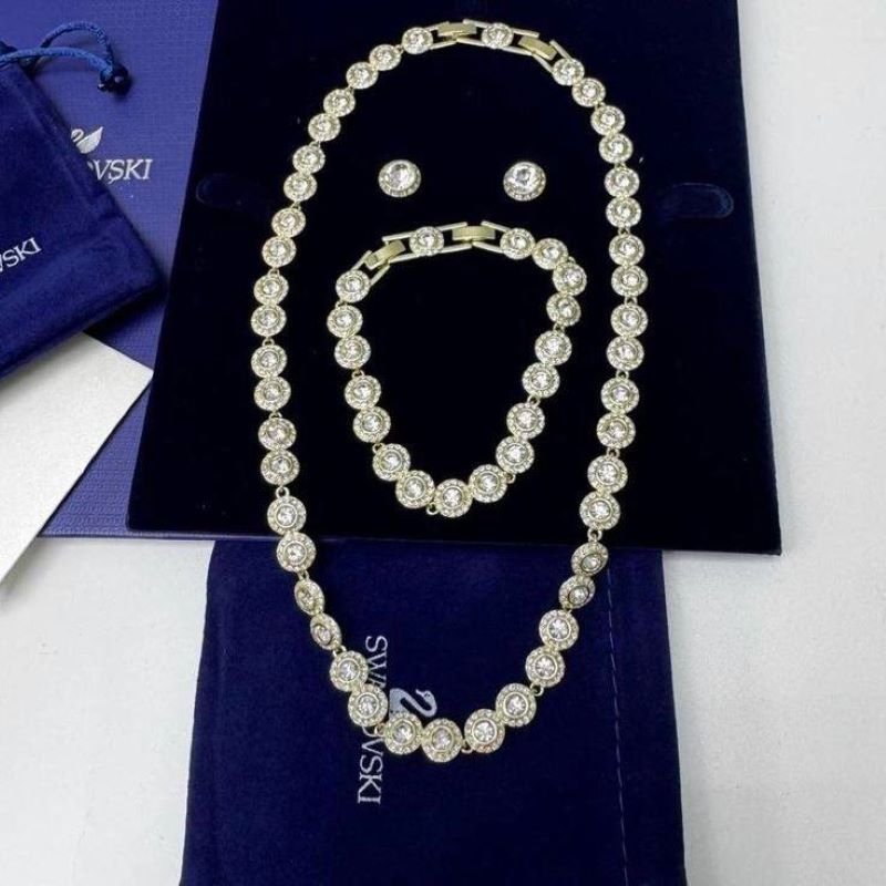 Super Clone Full Set Swarovski Una Angelic Round Cut Pave Necklace, Earrings & Bracelet Set - Image 7