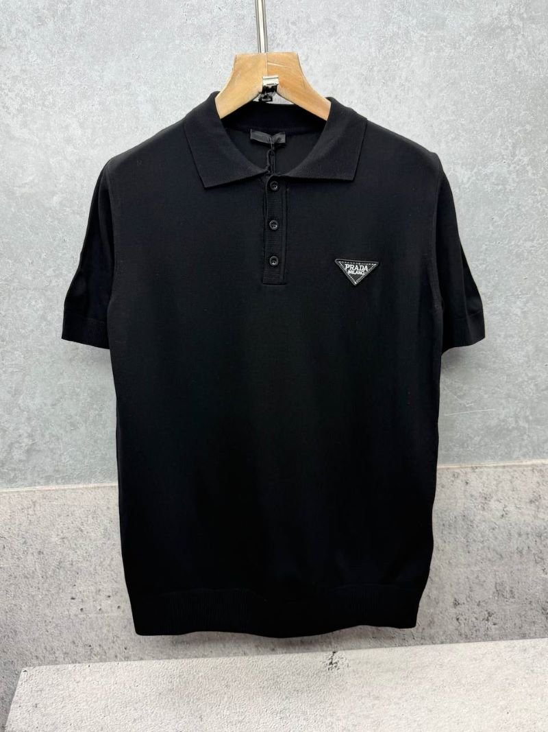 Prada Fine-Knit Short-Sleeve Polo Shirt Collection - Image 2