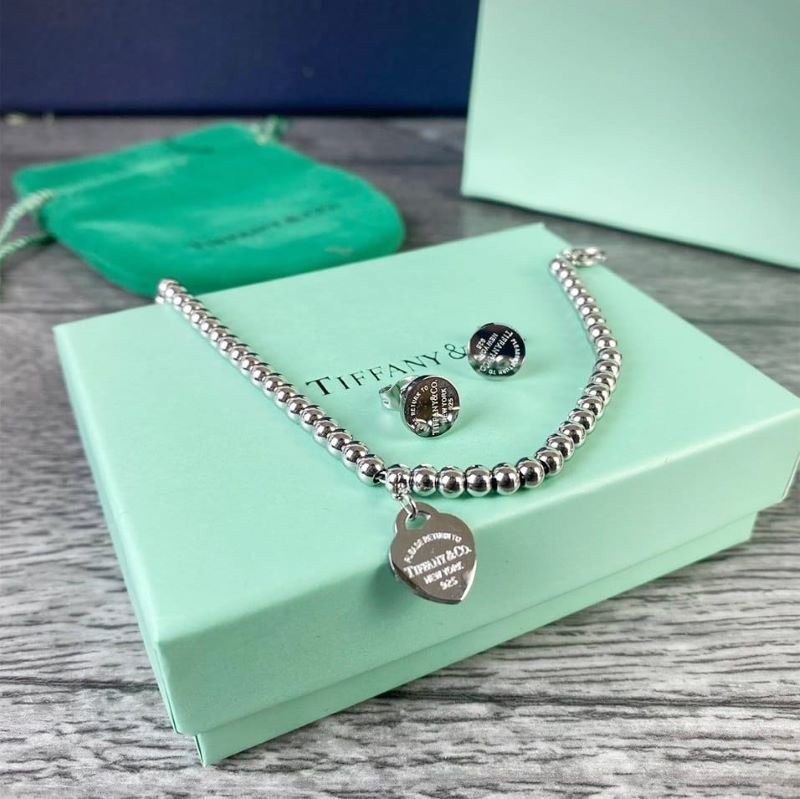 Tiffany & Co. Inspired Luxury Silver Jewelry Set Collection (Bracelet, Bangle & Earring Matching Sets) - Image 2