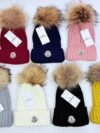 Moncler Faux-Fur Pom-Pom Ribbed Beanie/Hats