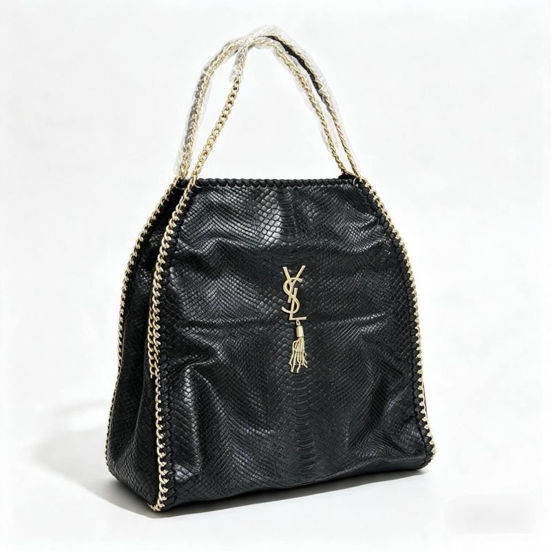 Yves Saint Laurent Snake-Embossed Chain Tote Bag