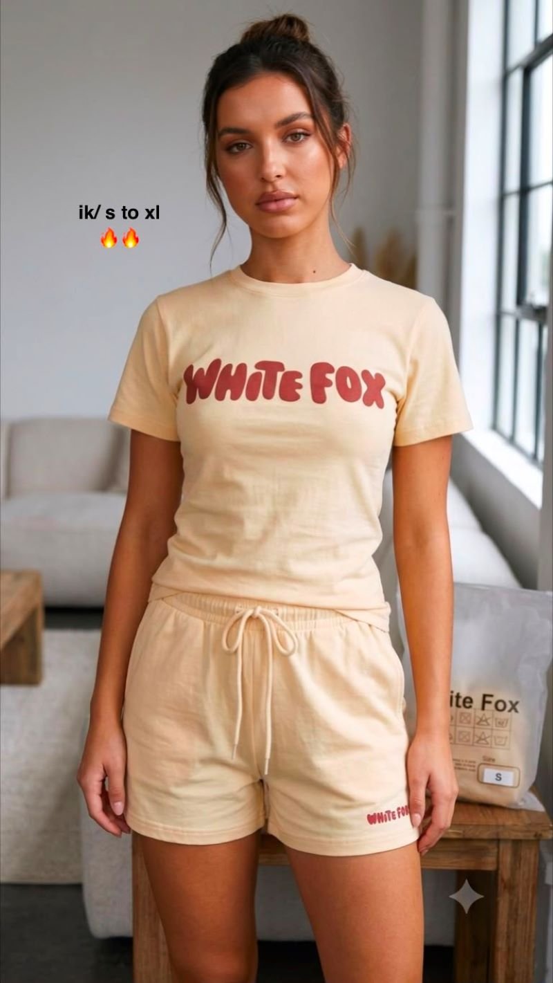 White Fox Two-Piece Shorts & T-Shirt Set - Image 2