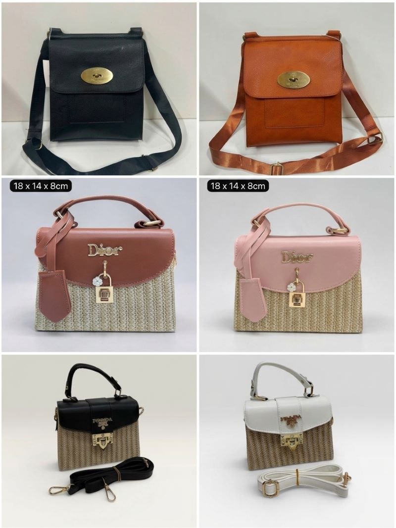 Mulberry Postman's Lock Messenger Bag / Dior Straw & Leather Mini Top-Handle Flap Bag /Prada Woven Straw & Leather Top-Handle Box Bag