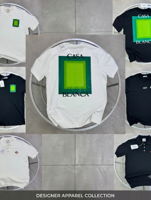 Casablanca and Off-White luxury tees and textured knit polos