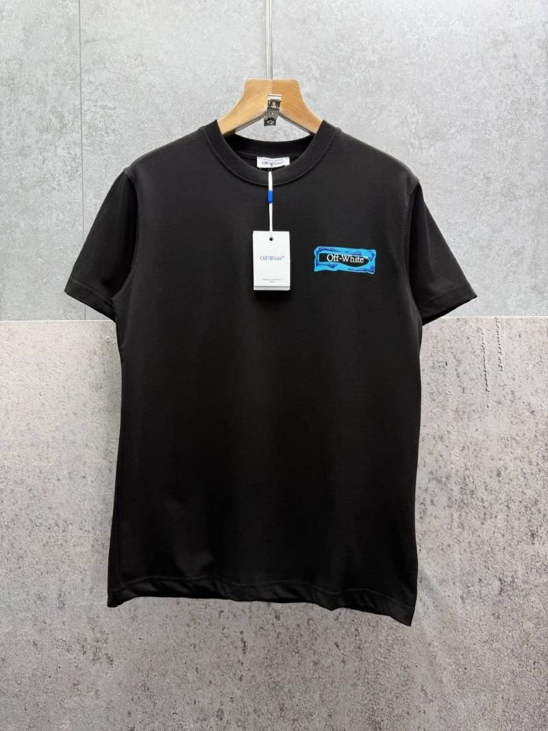 Off-White Textured Blue Arrows Graphic T-Shirt - Image 2