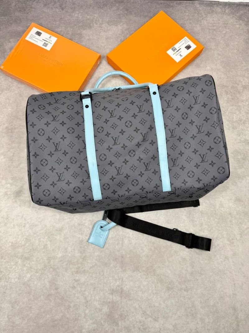 Louis Vuitton Monogram Eclipse Keepall Duffle Bag (Light Blue Accents) - Image 2