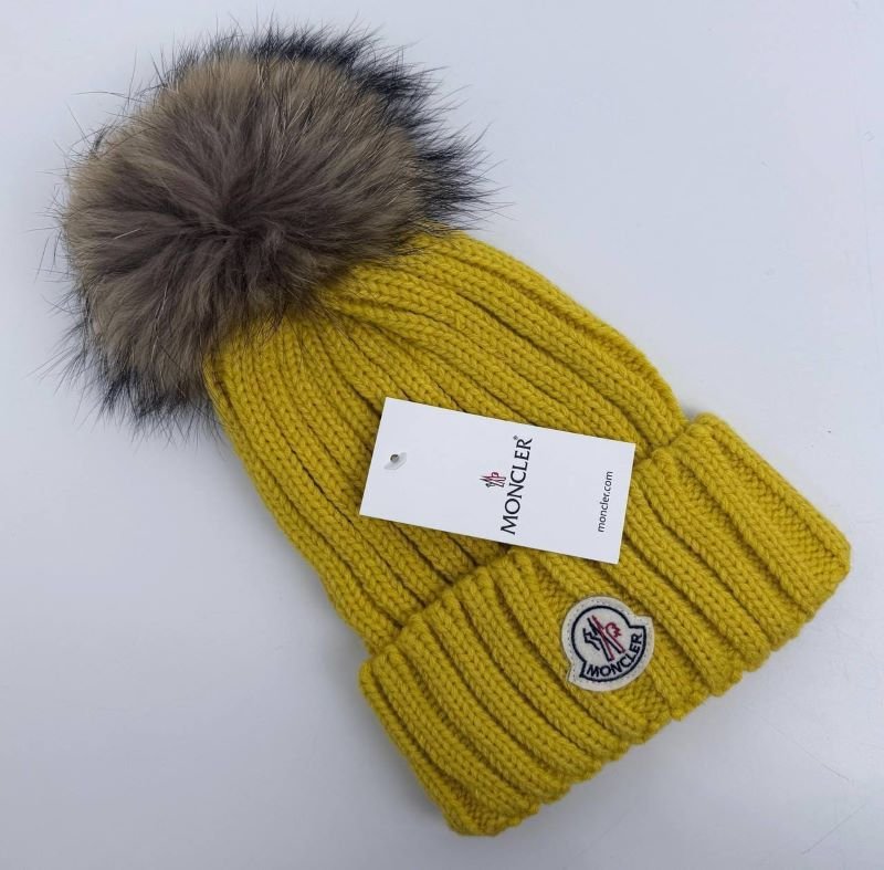 Moncler Faux-Fur Pom-Pom Ribbed Beanie/Hats - Image 2