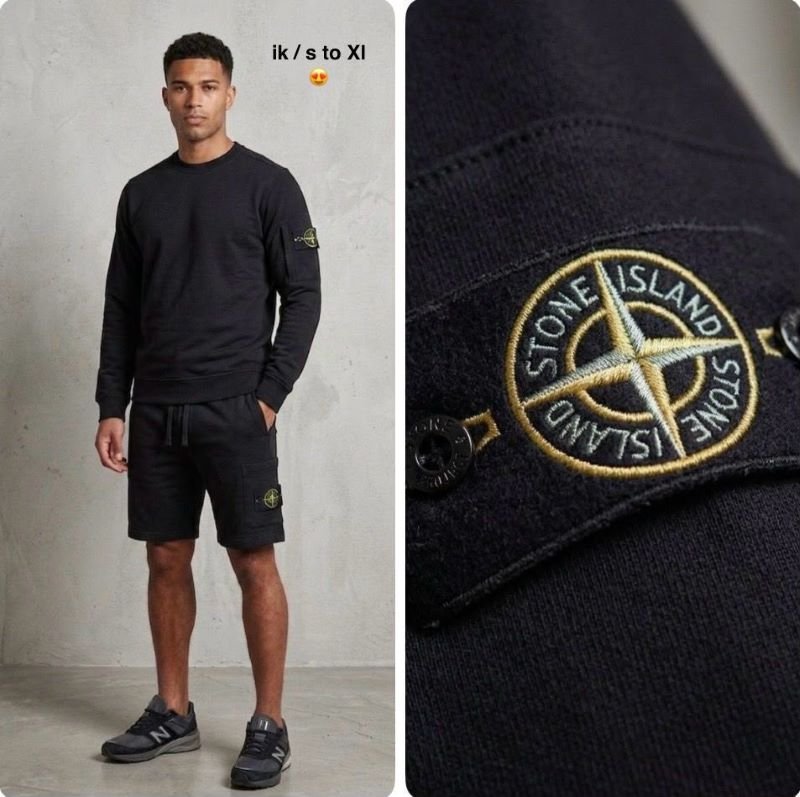 Men’s Stone Island & Hugo Boss Premium Fleece Crewneck Sweatshirt & Short Set - Image 4