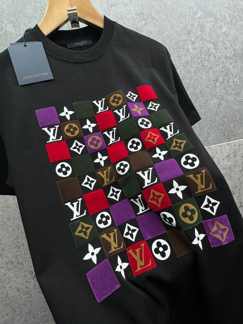 Louis Vuitton Inspired Multicolor Monogram Patchwork T-Shirt - Image 4