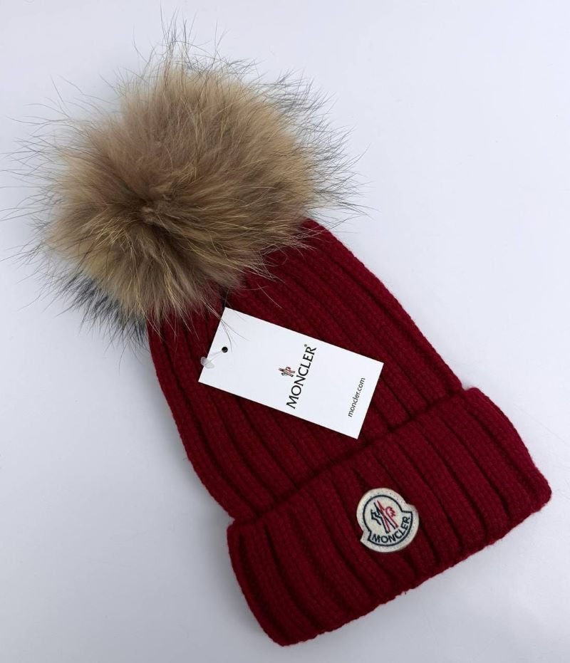 Moncler Faux-Fur Pom-Pom Ribbed Beanie/Hats - Image 3