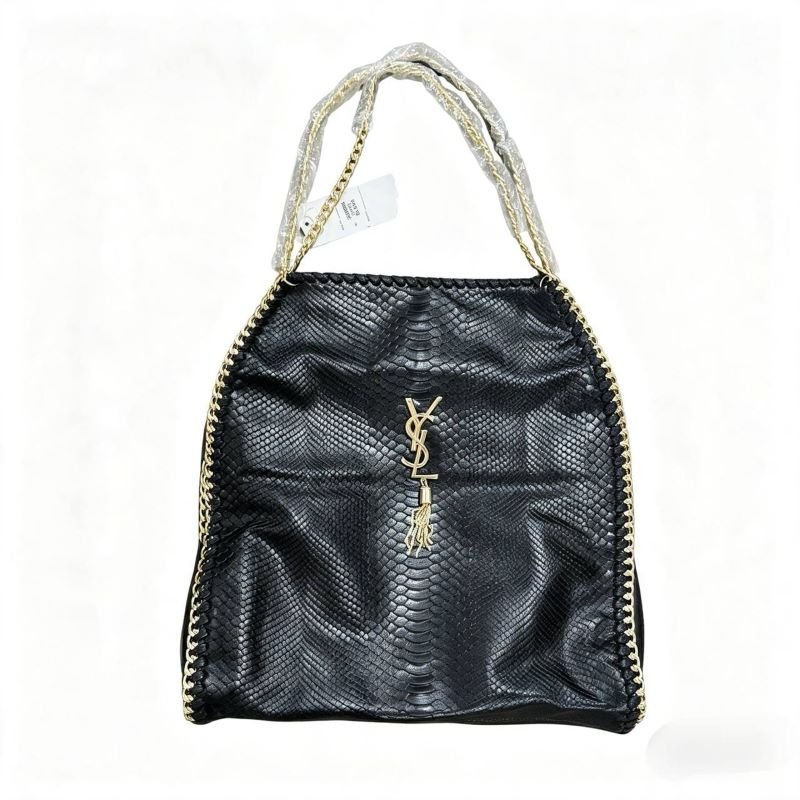 Yves Saint Laurent Snake-Embossed Chain Tote Bag - Image 4