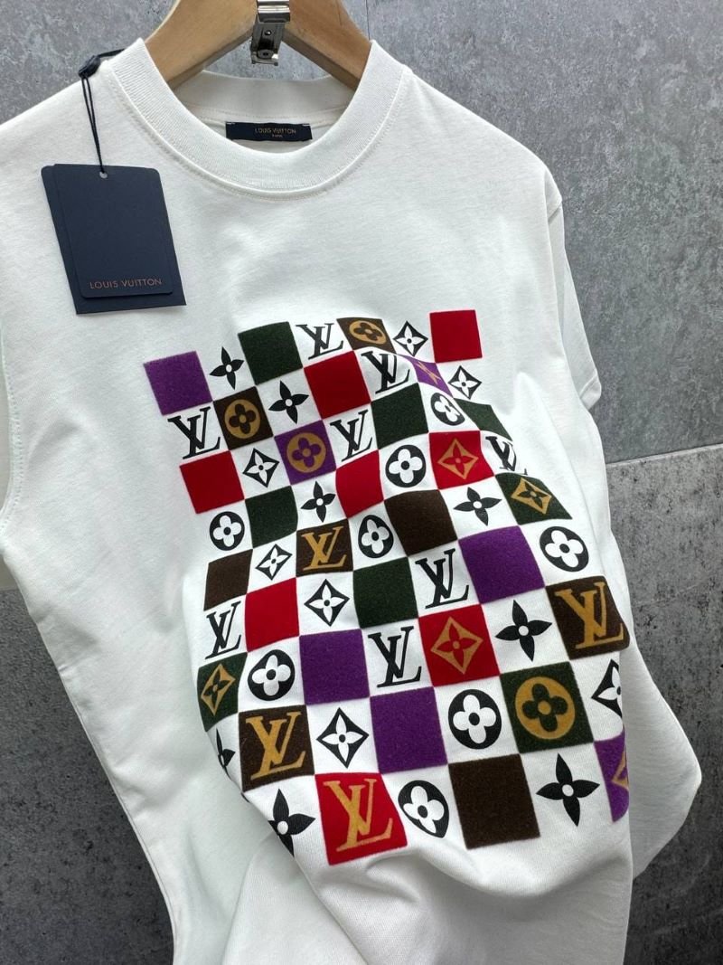 Louis Vuitton Inspired Multicolor Monogram Patchwork T-Shirt - Image 6