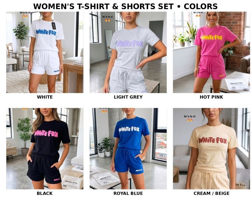 White Fox Two-Piece Shorts & T-Shirt Set