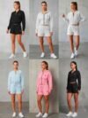 Alo Women's Cropped Zip Jacket & Shorts Matching Athleisure Set