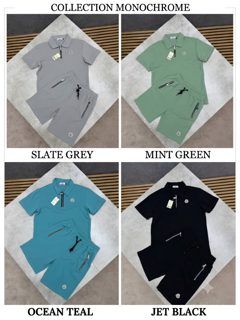 Men's Moncler Quarter-Zip Polo & Shorts Set