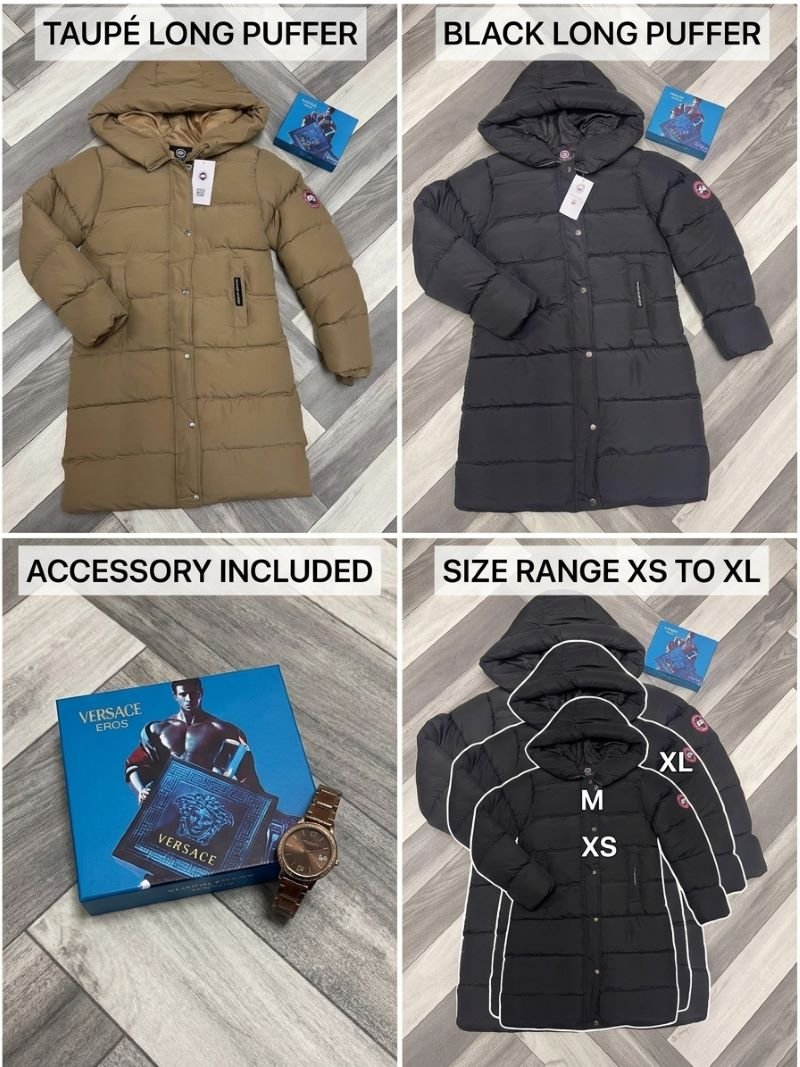 Canada Goose Women's Long Puffer Parka Set with Versace Eros Gift Box