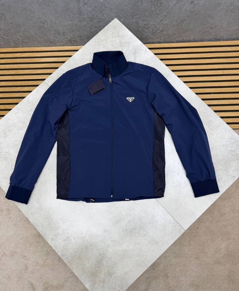 Prada Men's Enamelled Triangle Logo Zip-Through Softshell Track Jacket