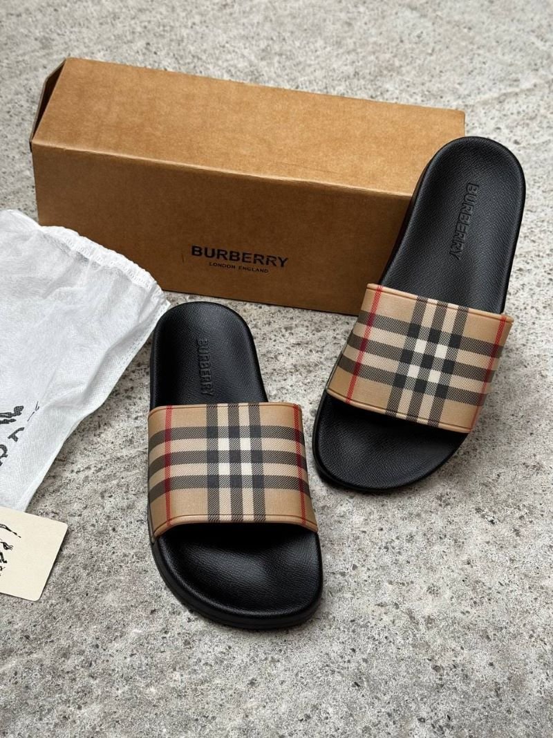 Burberry Check Slide Sandals – Luxury Designer Slip-On Beach and Casual Footwear with Box
