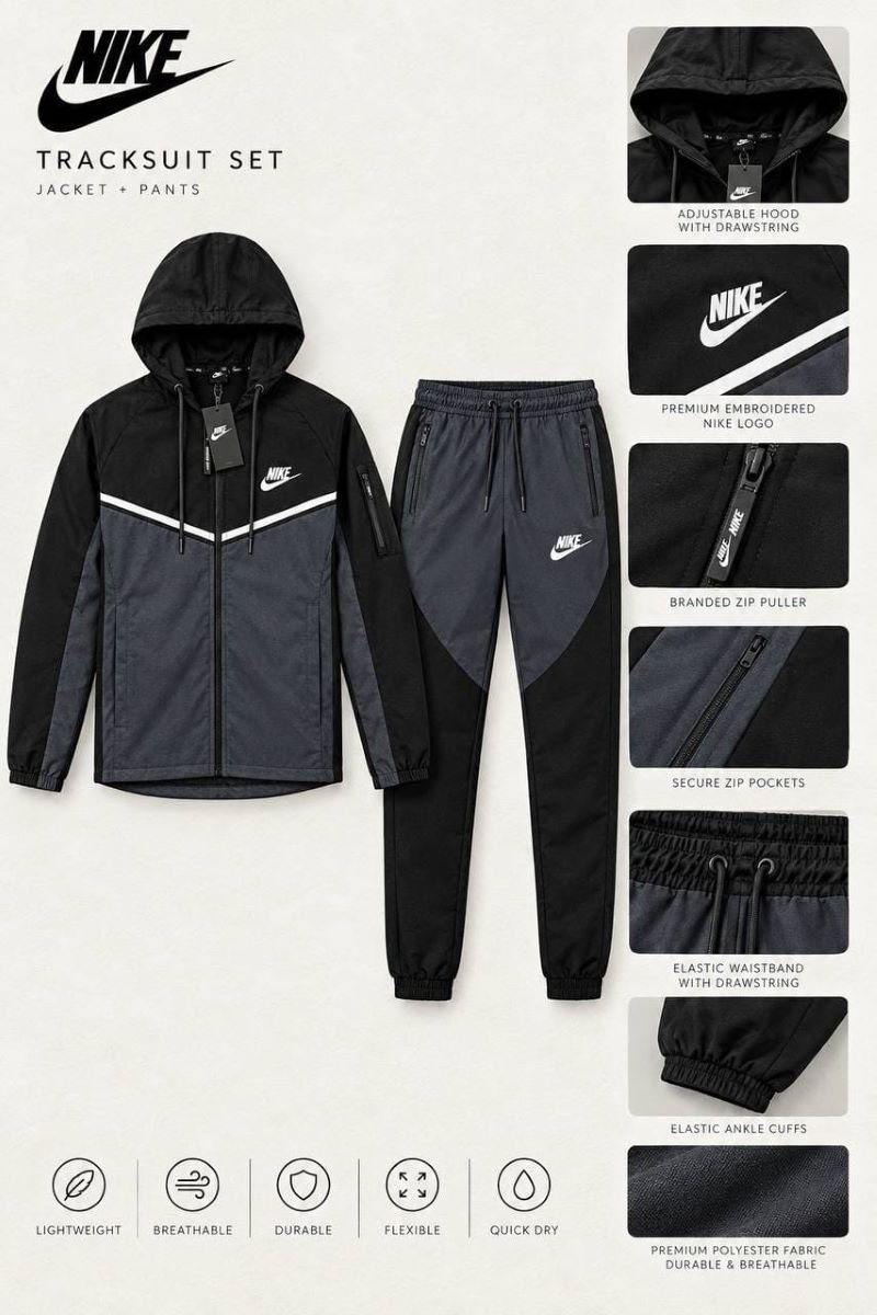 Nike Tech Fleece Full-Zip Tracksuit Set - Men's Hooded Jacket and Jogger Pants