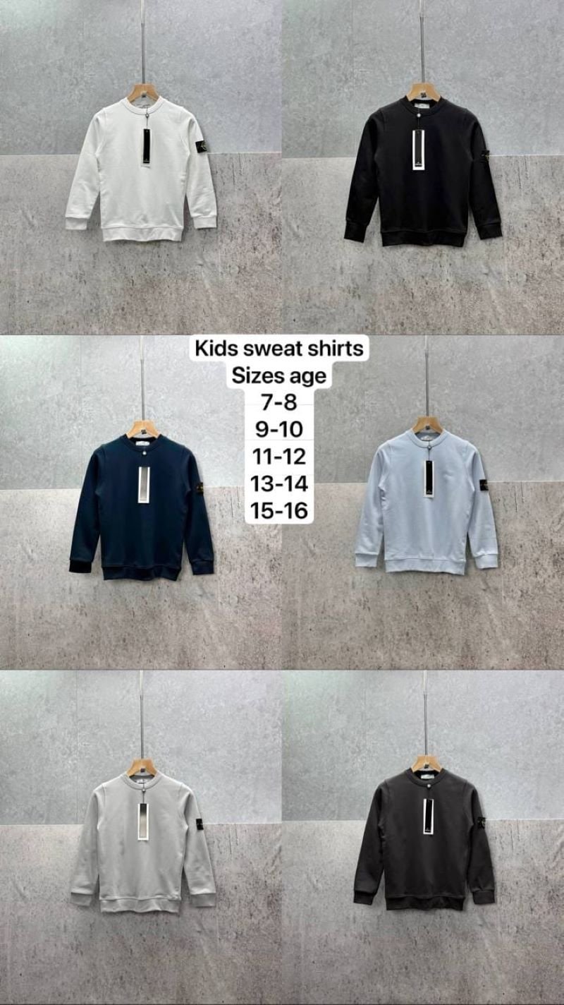Stone Island Junior / Kid'sCompass Patch Cotton Sweatshirt Collection - Kids Designer Pullover