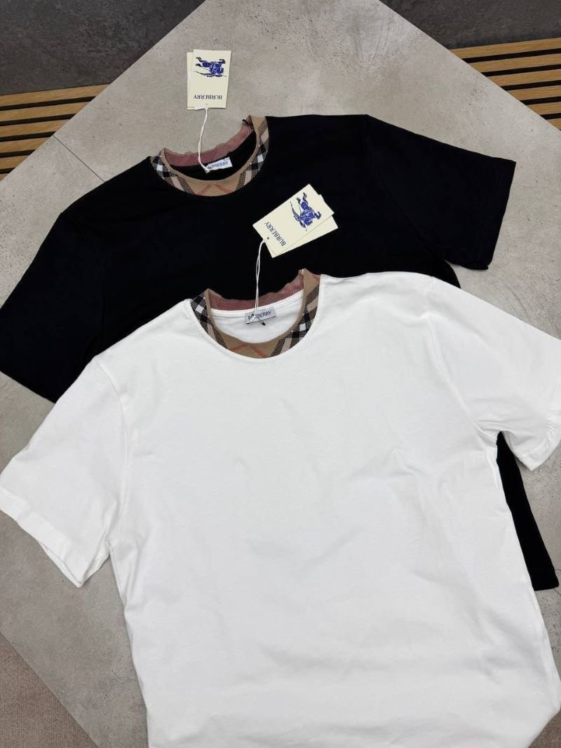 Burberry Vintage Check Collar Short-Sleeve Cotton T-Shirt