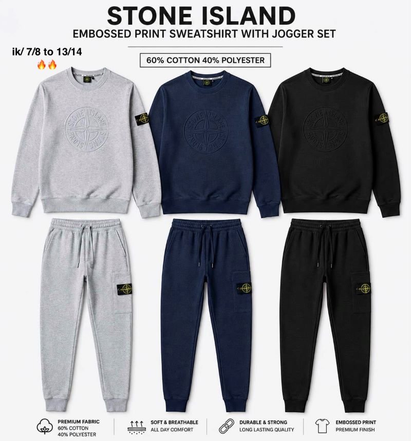 Stone Island Junior/ Kid's Embossed Print Sweatshirt & Jogger Tracksuit Set
