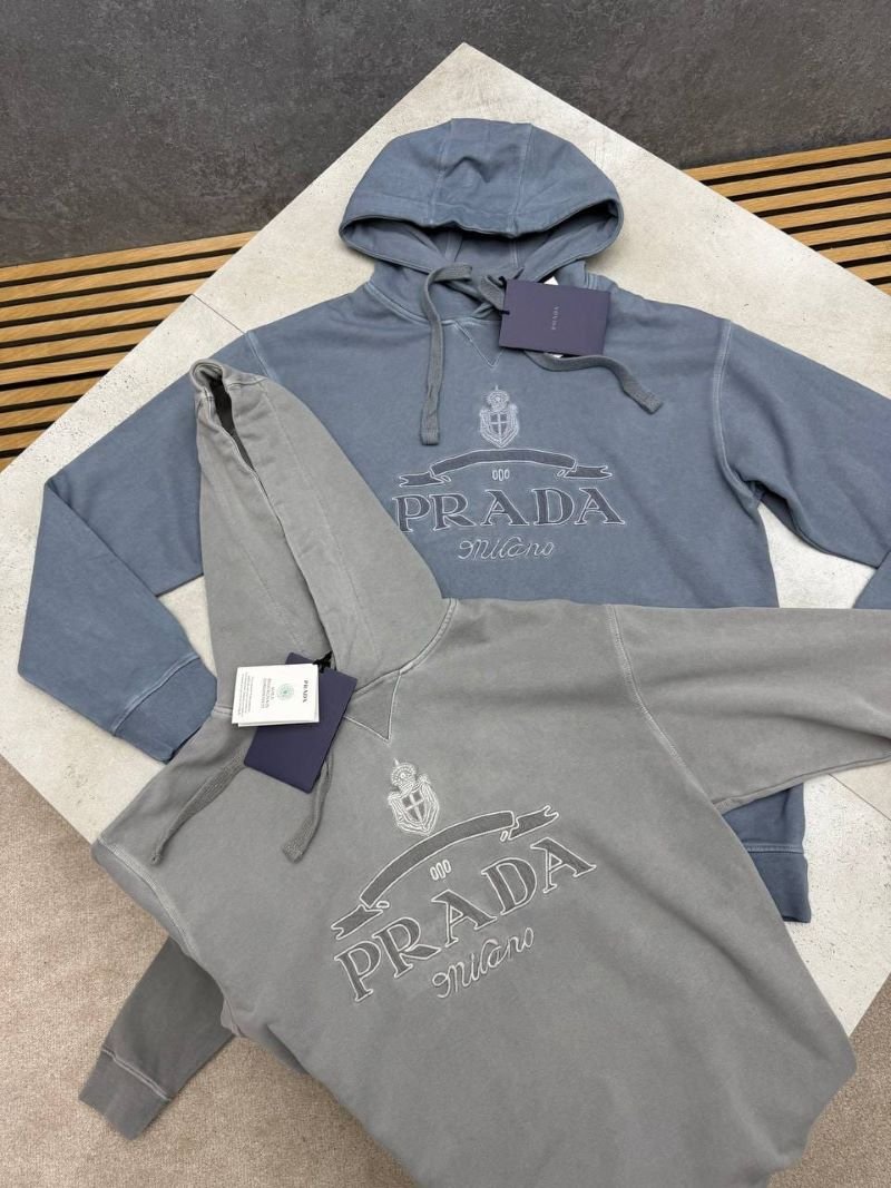 Prada Milano Embroidered Vintage Wash Pullover Hoodie