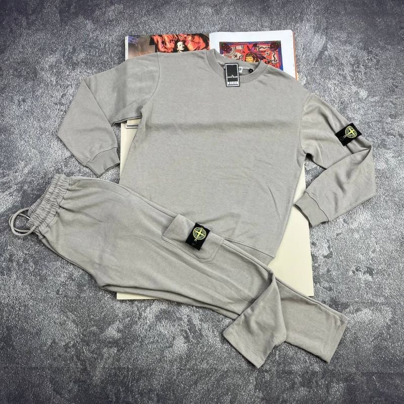 Stone Island Men's Crewneck Cargo Tracksuit Set – Premium Cotton Fleece Sweat Suit - Image 2