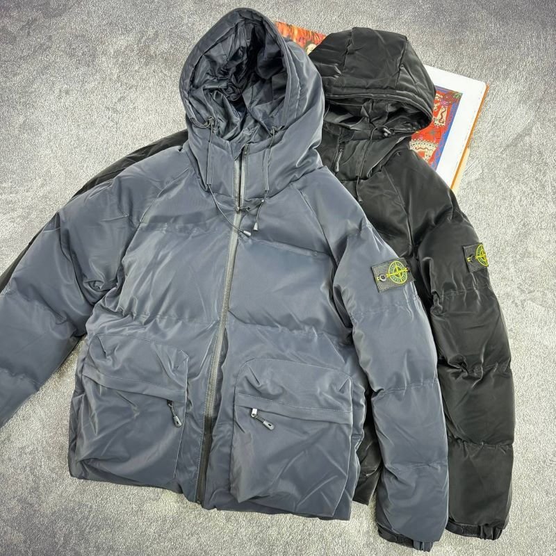 Stone Island Men's Puffer Jacket with Hood – Premium Insulated Winter Parka Coat