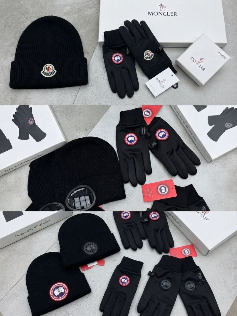 Luxury Winter Beanie and Gloves Gift Set Collection Canada Goose, Moncler & CP