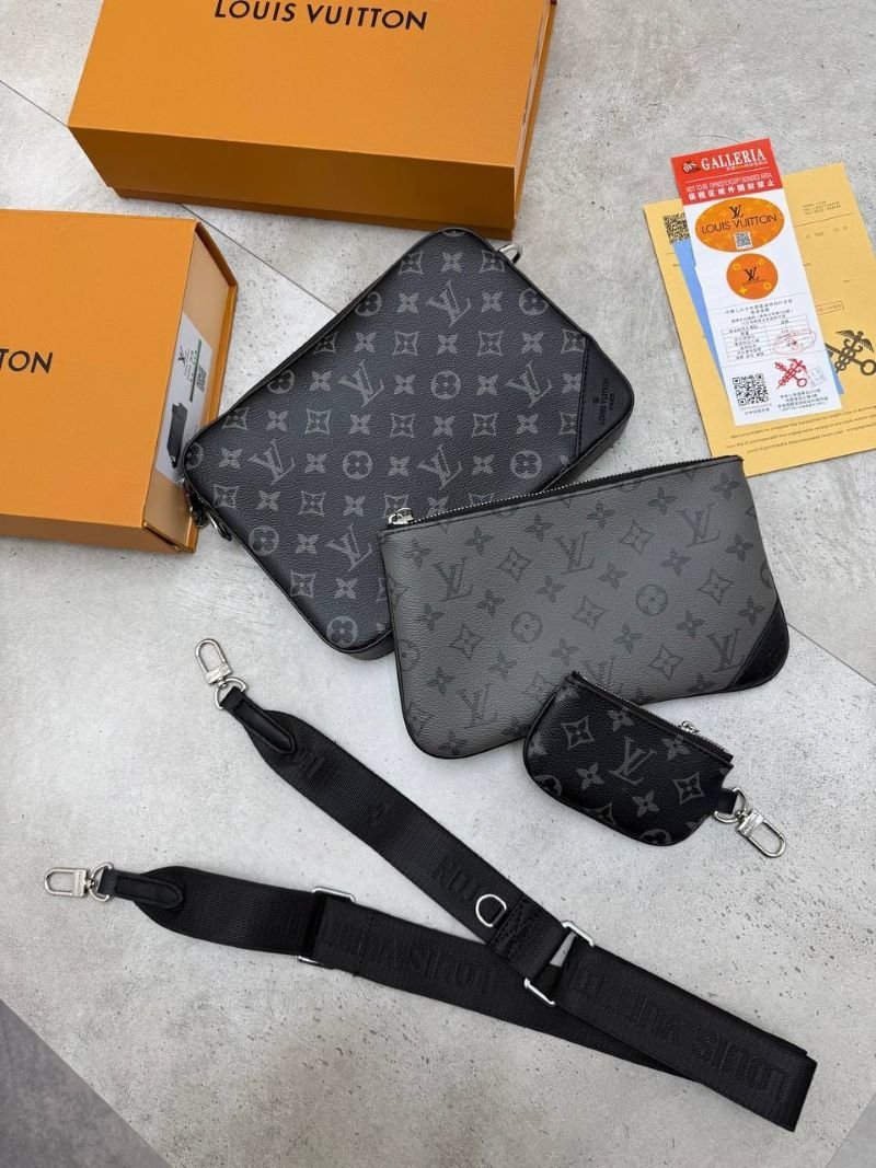 Louis Vuitton Multi Pochette Accessoires - Monogram Eclipse Canvas Trio Crossbody Bag Set with Box - Image 2