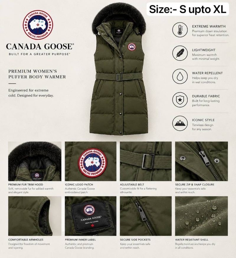 Canada Goose Women's Arctic Program Puffer Body Warmer - Long Hooded Down Vest - Image 2