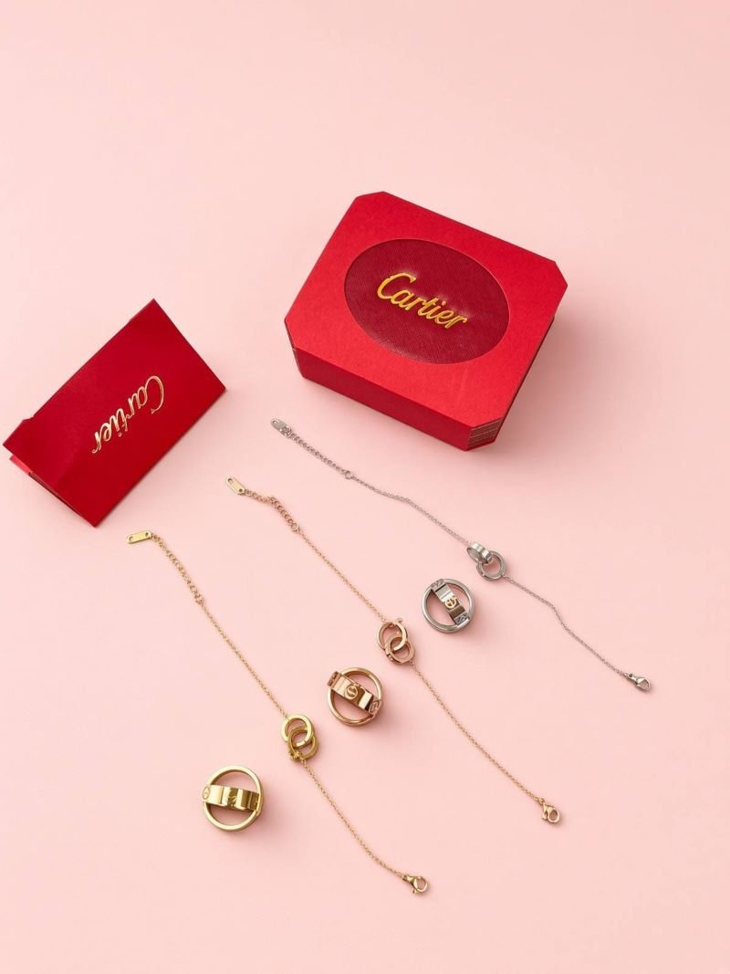 Cartier LOVE Interlocking Ring Bracelet & Matching Ring Set - Image 3