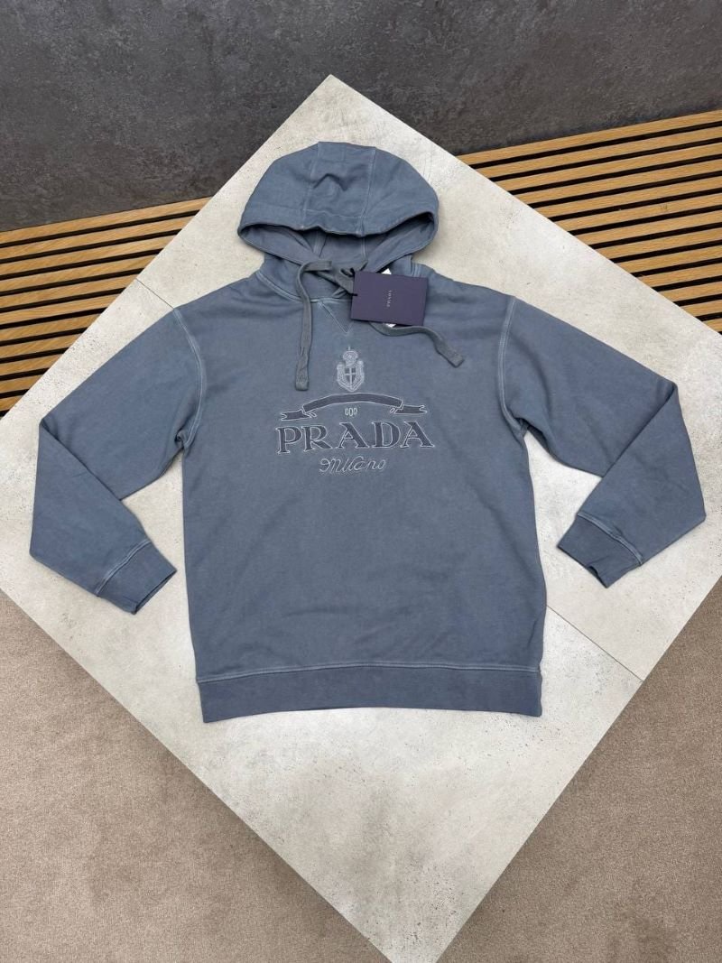 Prada Milano Embroidered Vintage Wash Pullover Hoodie - Image 2