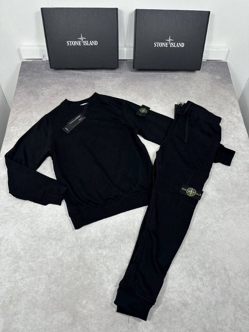 Men's Stone Island Compass Patch Full-Zip Hoodie and Cargo Jogger Tracksuit Set with Box - Image 2