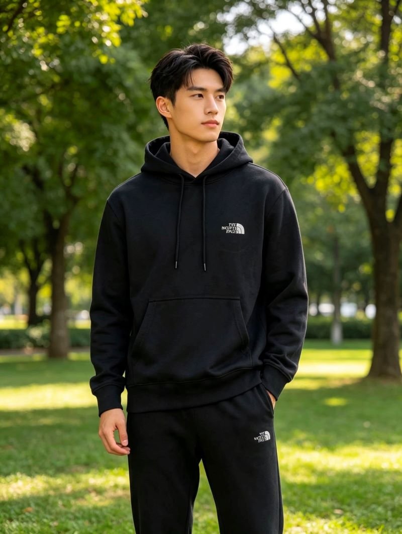 The North Face Essential Cotton Hoodie and Jogger Tracksuit Collection - Athletic Outdoor Set - Image 4