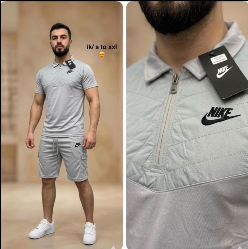Men's Nike Summer Tracksuit Set – Short Sleeve Polo & T-Shirt Cargo Shorts Sets - Image 3