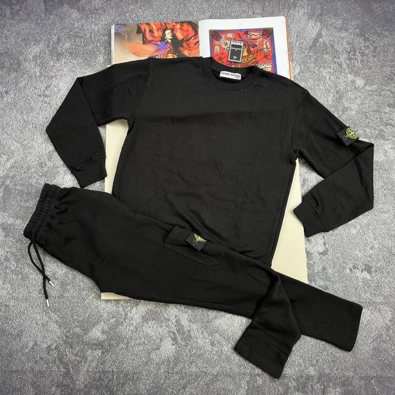 Stone Island Men's Crewneck Cargo Tracksuit Set – Premium Cotton Fleece Sweat Suit - Image 4