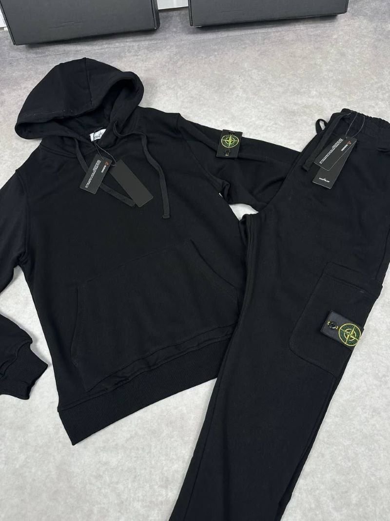 Men's Stone Island Compass Patch Full-Zip Hoodie and Cargo Jogger Tracksuit Set with Box - Image 3