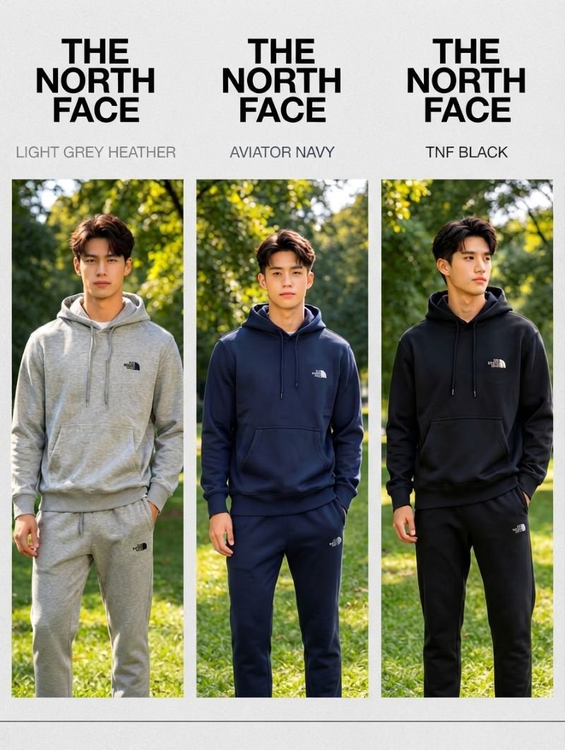 The North Face Essential Cotton Hoodie and Jogger Tracksuit Collection - Athletic Outdoor Set