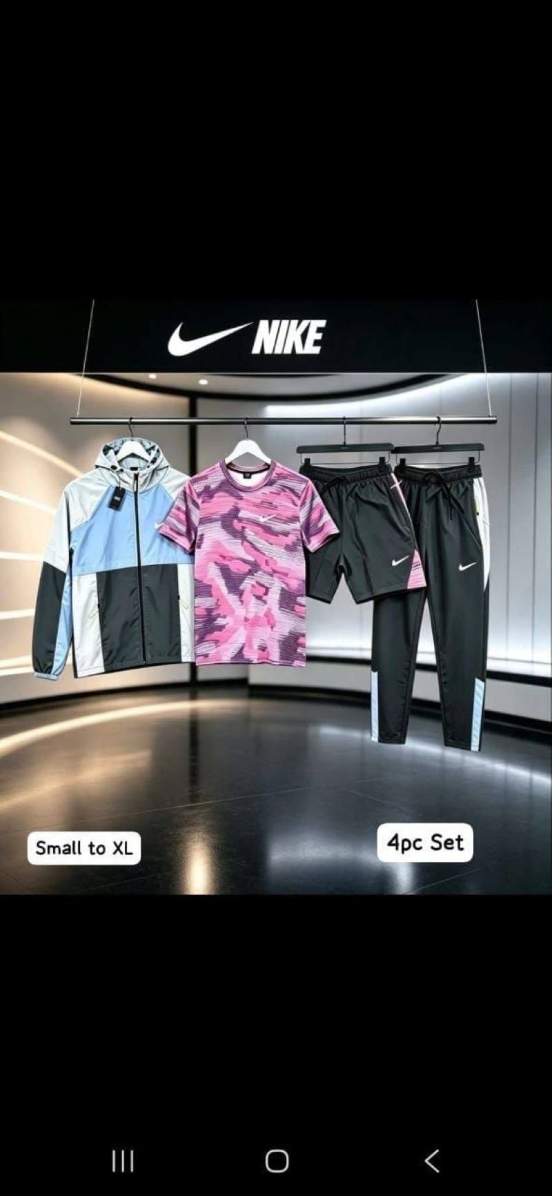 Nike 4-Piece Activewear Set - Lightweight Windbreaker, T-Shirt, Track Pants & Shorts Bundle - Image 4