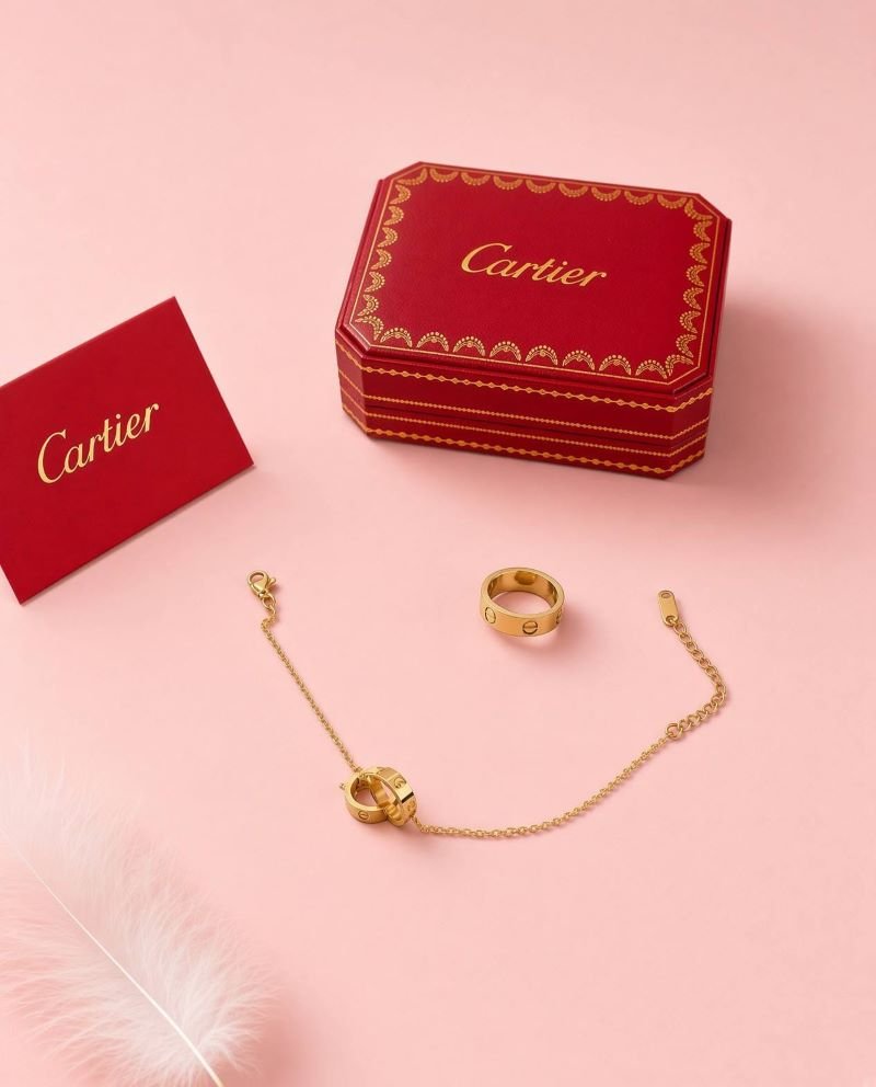 Cartier LOVE Interlocking Ring Bracelet & Matching Ring Set - Image 5