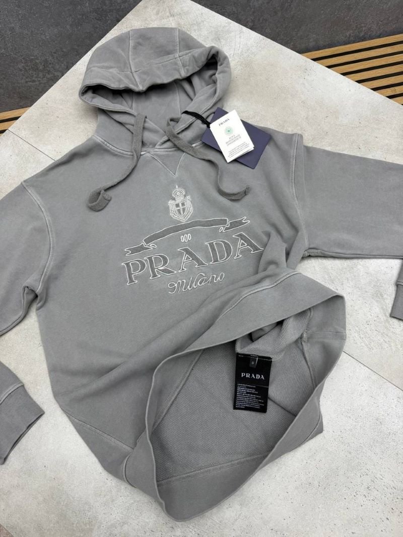 Prada Milano Embroidered Vintage Wash Pullover Hoodie - Image 5