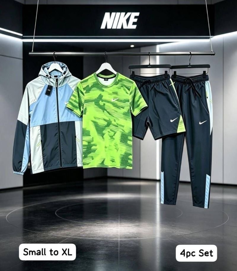 Nike 4-Piece Activewear Set - Lightweight Windbreaker, T-Shirt, Track Pants & Shorts Bundle - Image 5