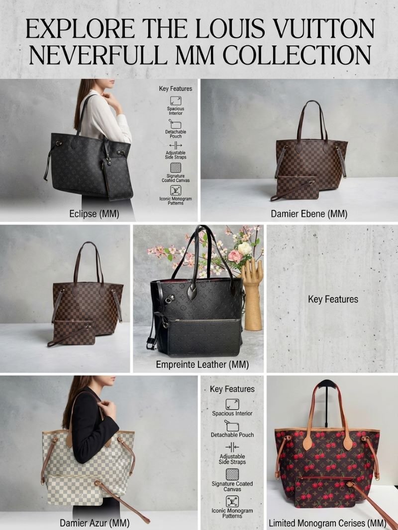 Louis Vuitton Neverfull MM Collection – Luxury Coated Canvas & Leather Tote Bags