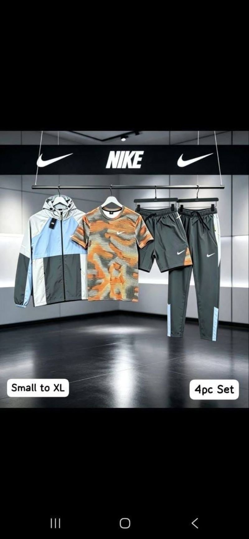 Nike 4-Piece Activewear Set - Lightweight Windbreaker, T-Shirt, Track Pants & Shorts Bundle - Image 6