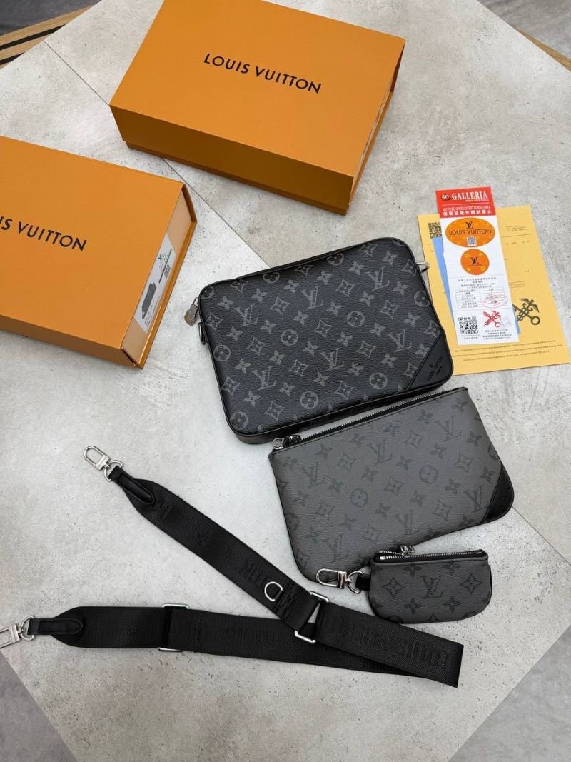 Louis Vuitton Multi Pochette Accessoires - Monogram Eclipse Canvas Trio Crossbody Bag Set with Box - Image 7
