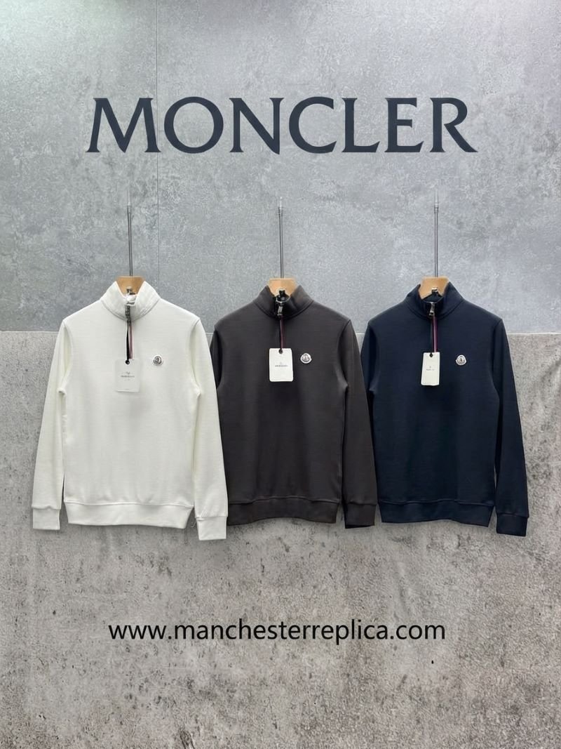 Moncler Logo Badge Quarter-Zip Cotton Sweatshirt