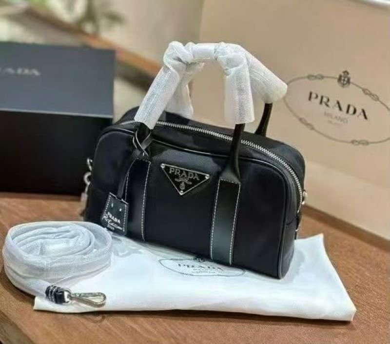 Prada Women's Re-Nylon Shoulder Bag with Detachable Strap & Key Ring
