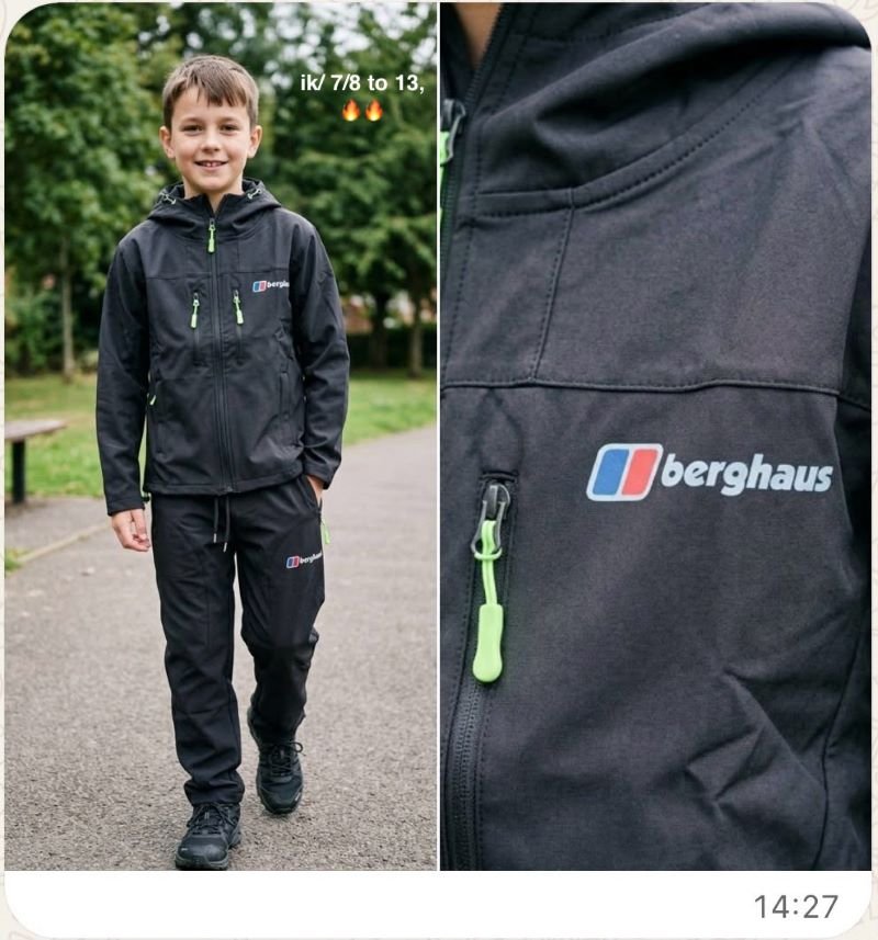 Berghaus Kids Outdoor Hooded Waterproof Tracksuit & Jacket Set - Image 2